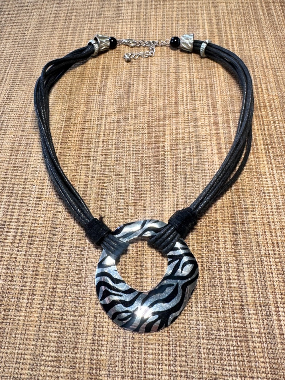 Chunky Zebra Print Pendant Necklace
